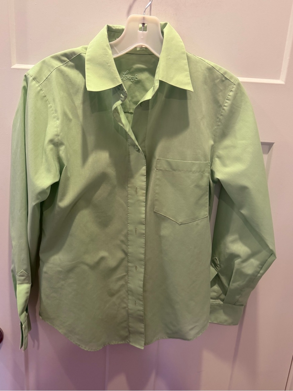 Foxcroft 4P Mint Green Non Iron Button Front Blouse Petite Career Office Shirt